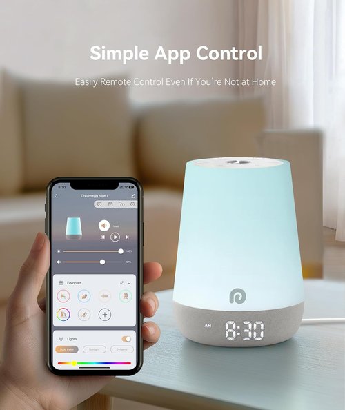 Dreamegg Sound Machine for Babies - White Noise with Night Light & App Control | 34 Soothing Sounds