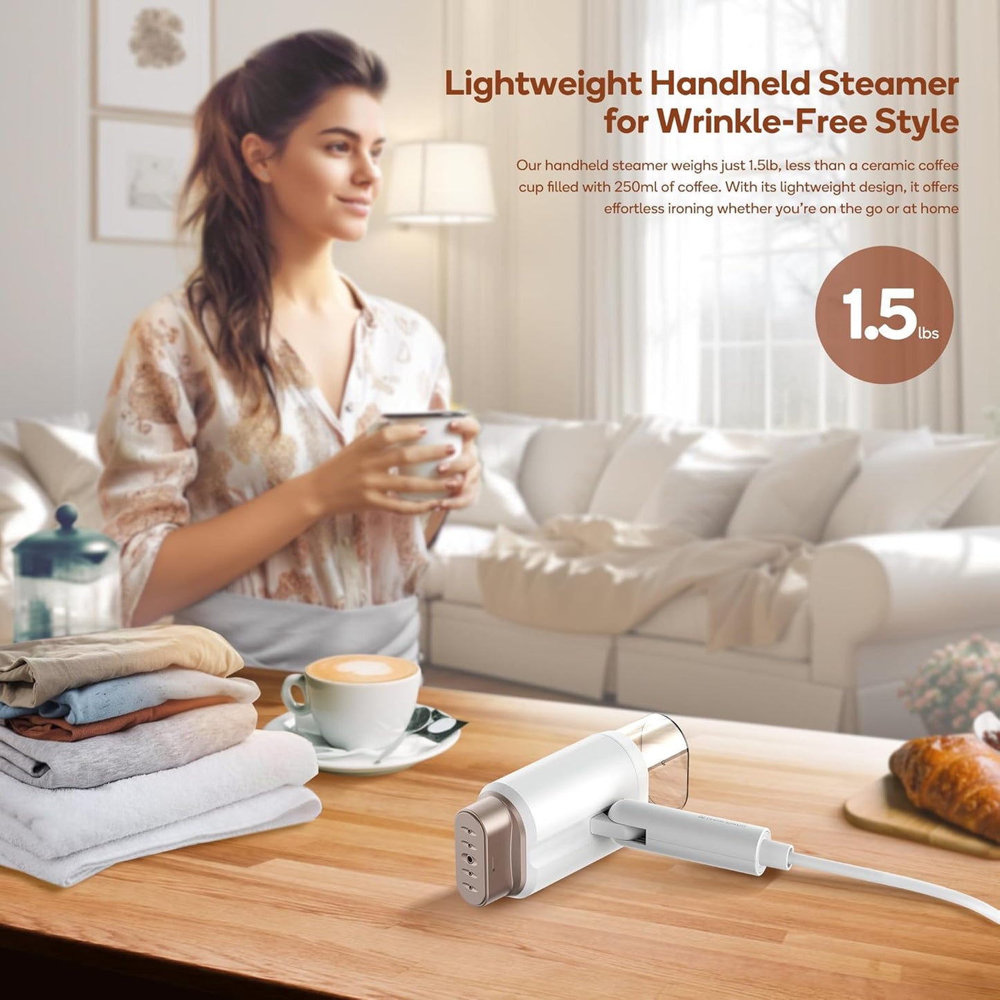 Newbealer Handheld Clothes Steamer - 1200W Travel Steamer with Dual Steam Levels | Lightweight & Foldable, 180ml Capacity