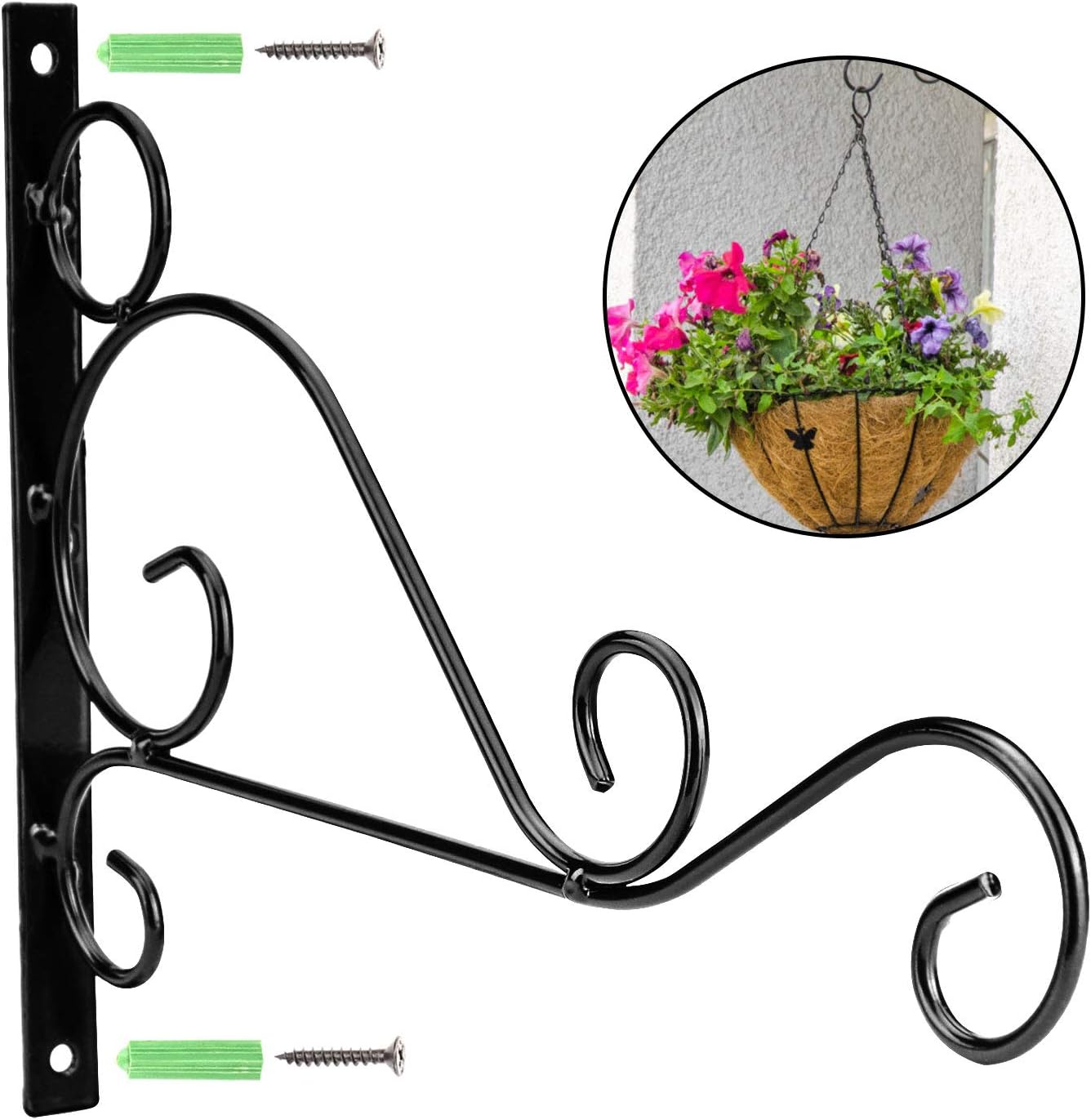 KEILEOHO 10-Inch Metal Plant Bracket - 6 PCS Wall-Mount Hangers for Indoor/Outdoor Decor