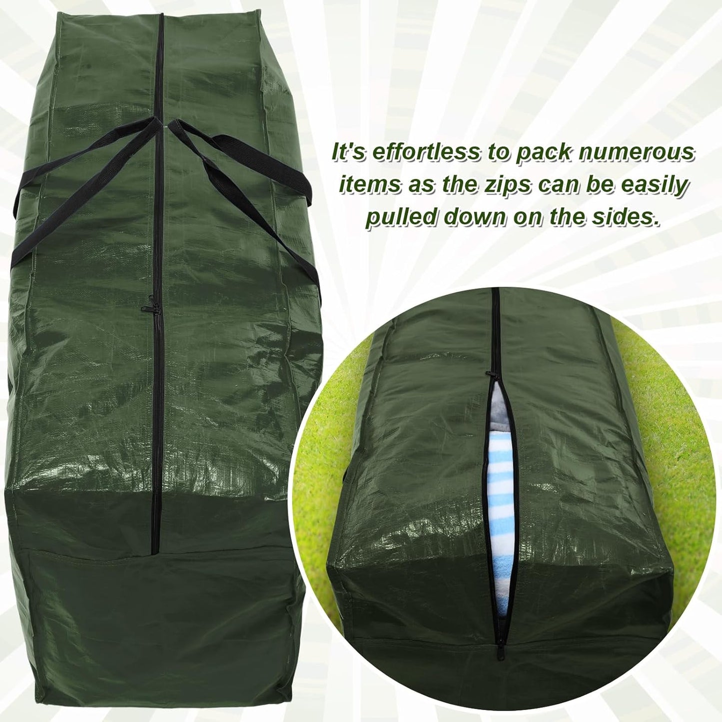 Windyun 4 Pack Extra Large 98 Gallon Heavy Duty Moving Bags - Jumbo Tote with Strong Zipper Handles | Army Green