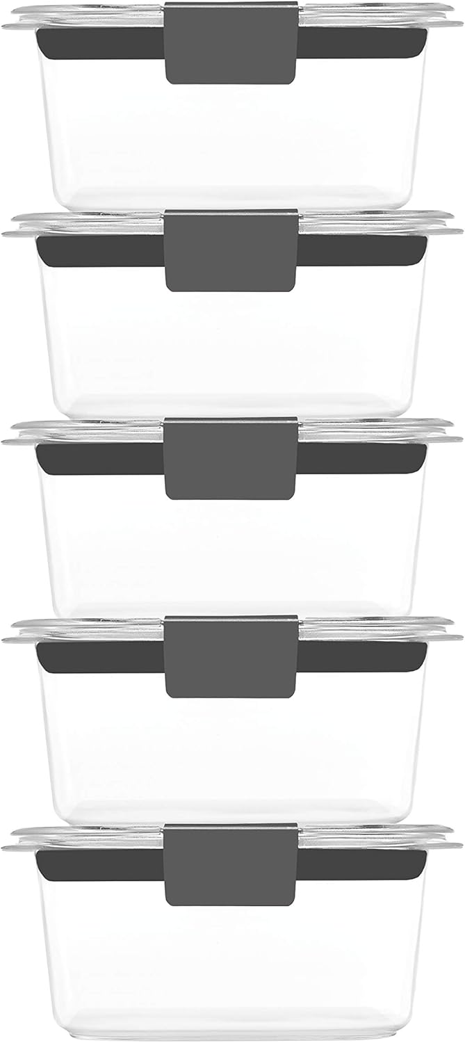 Rubbermaid Brilliance Food Storage Containers Set - BPA Free, 2 Pack (9.6 Cup) & 5 Pack (1.3 Cup)