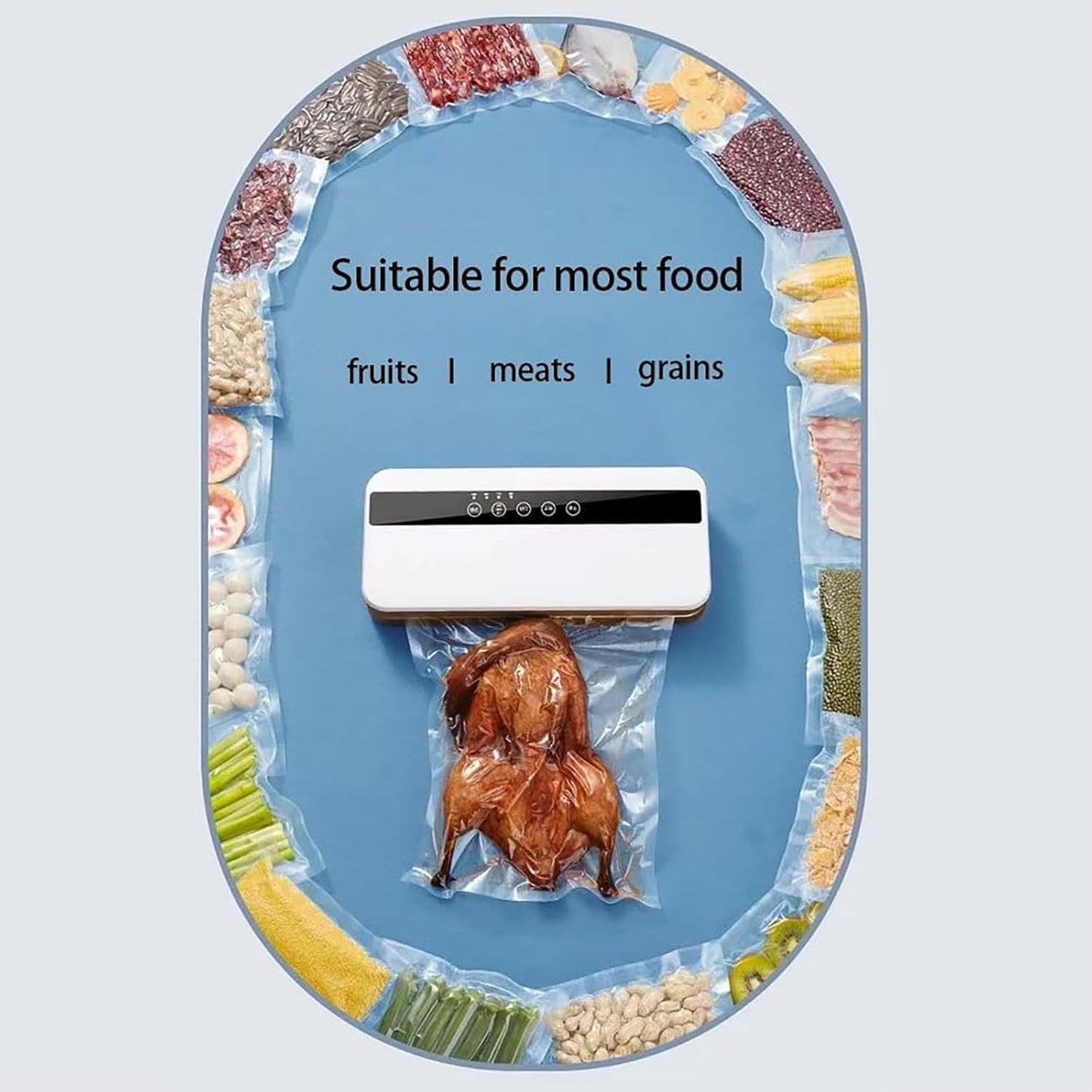 Skiennix Vacuum Sealer Bags - Airtight Food Storage Rolls | 2 Rolls 8"x16' & 2 Rolls 11"x16' | BPA Free, Microwave & Freezer Safe