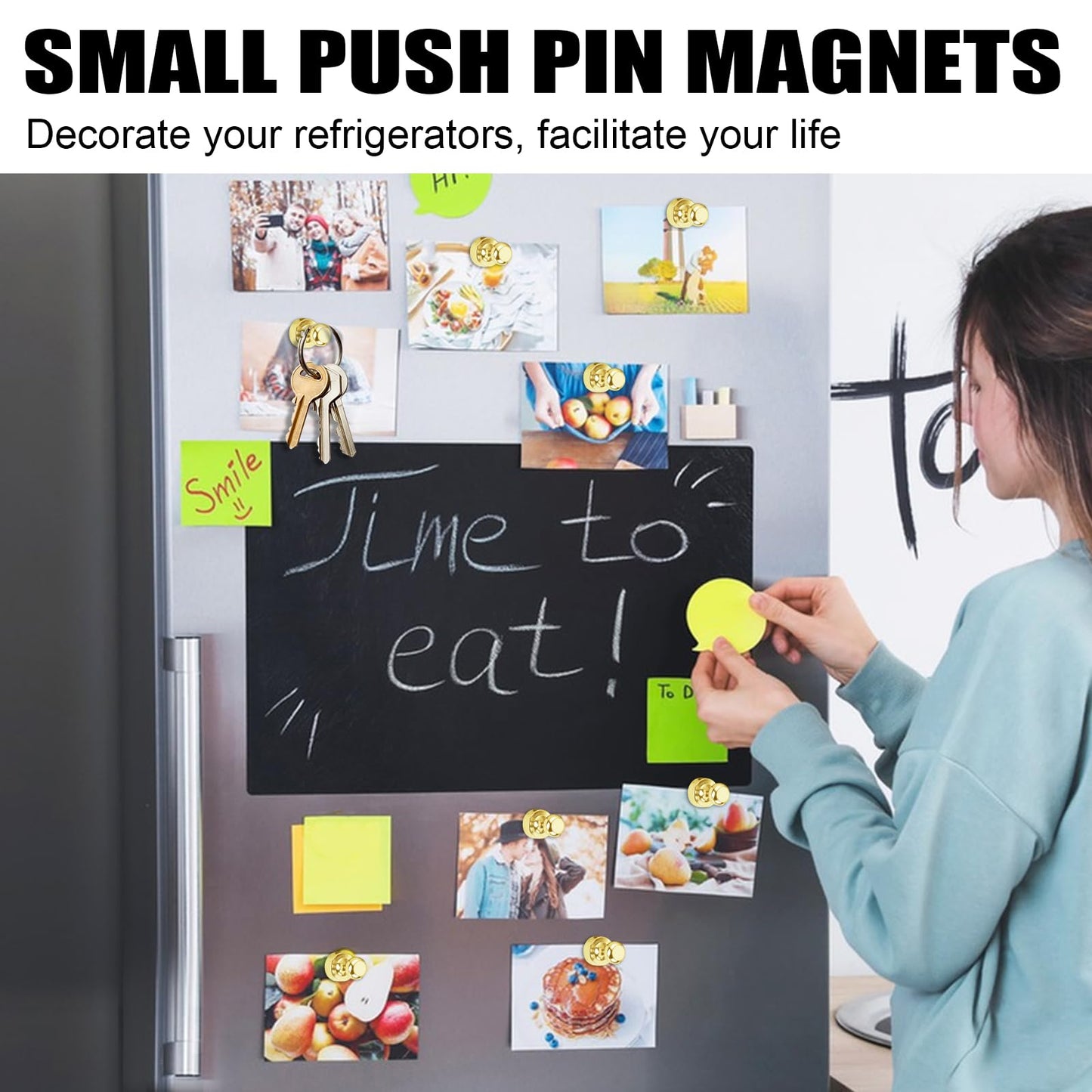 LOVIMAG Fridge Magnets 40Pcs Refrigerator Whiteboard Small Strong Magnet Classroom Kitchen Accessories Decorative Locker Set Decor Must Haves Office Calendar Refrigerador Magnetic Cute Crafts Gold