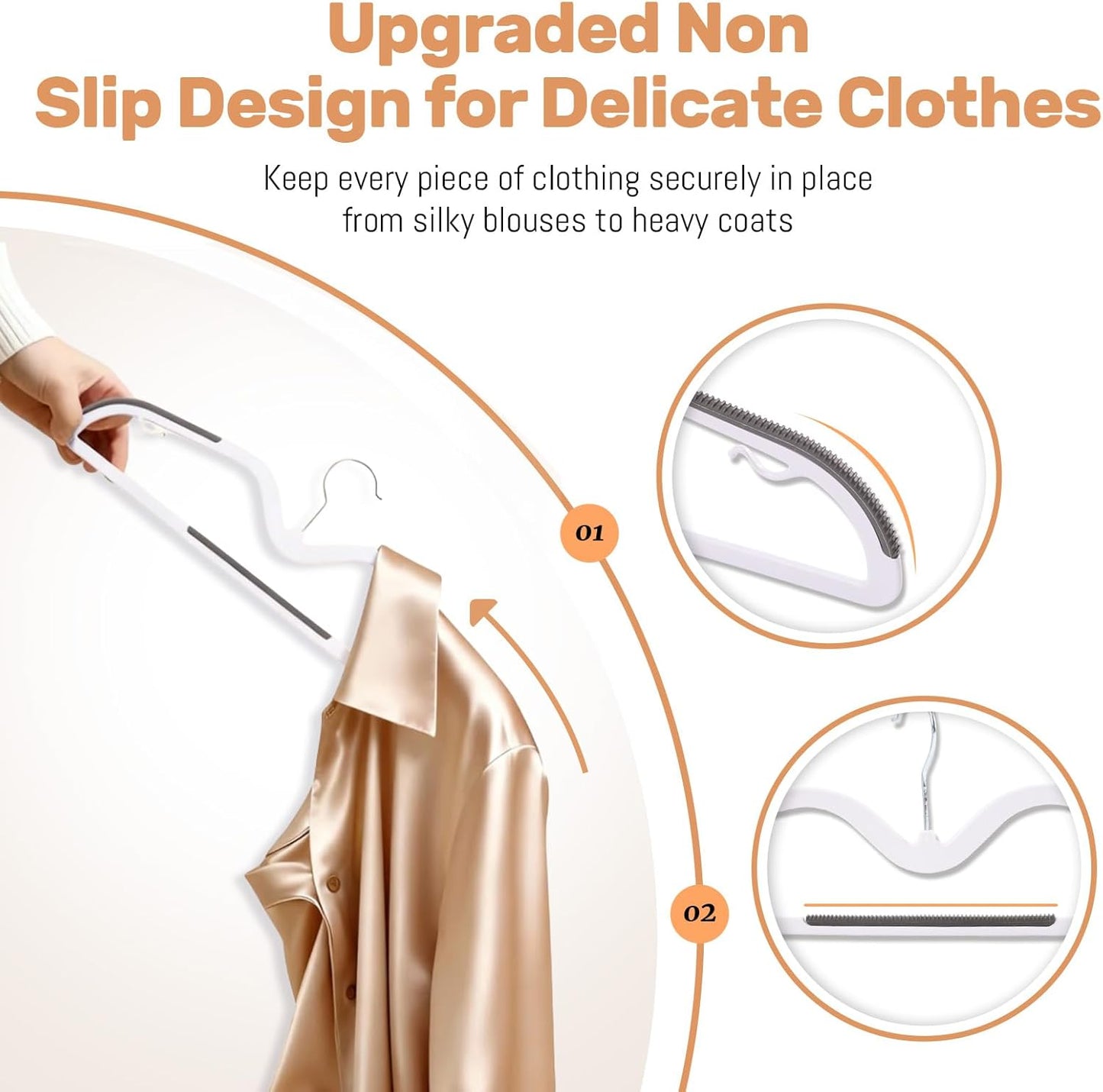 Sishynio Heavy-Duty Plastic Hangers - 20 Pack Non-Slip Space-Saving Closet Organizer for Shirts & Coats (Grey)