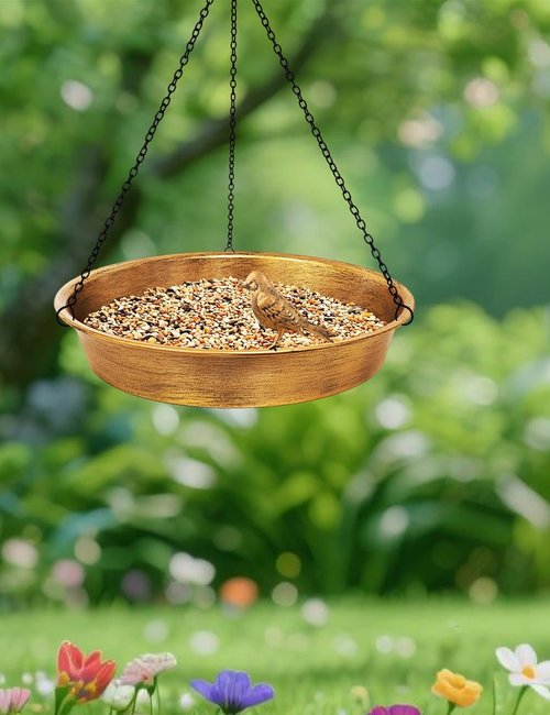 Antique Bronze Metal Bird Bath by [Brand Name] - Elegant Outdoor Bird Feeder Garden Decor | 11.5" Diameter