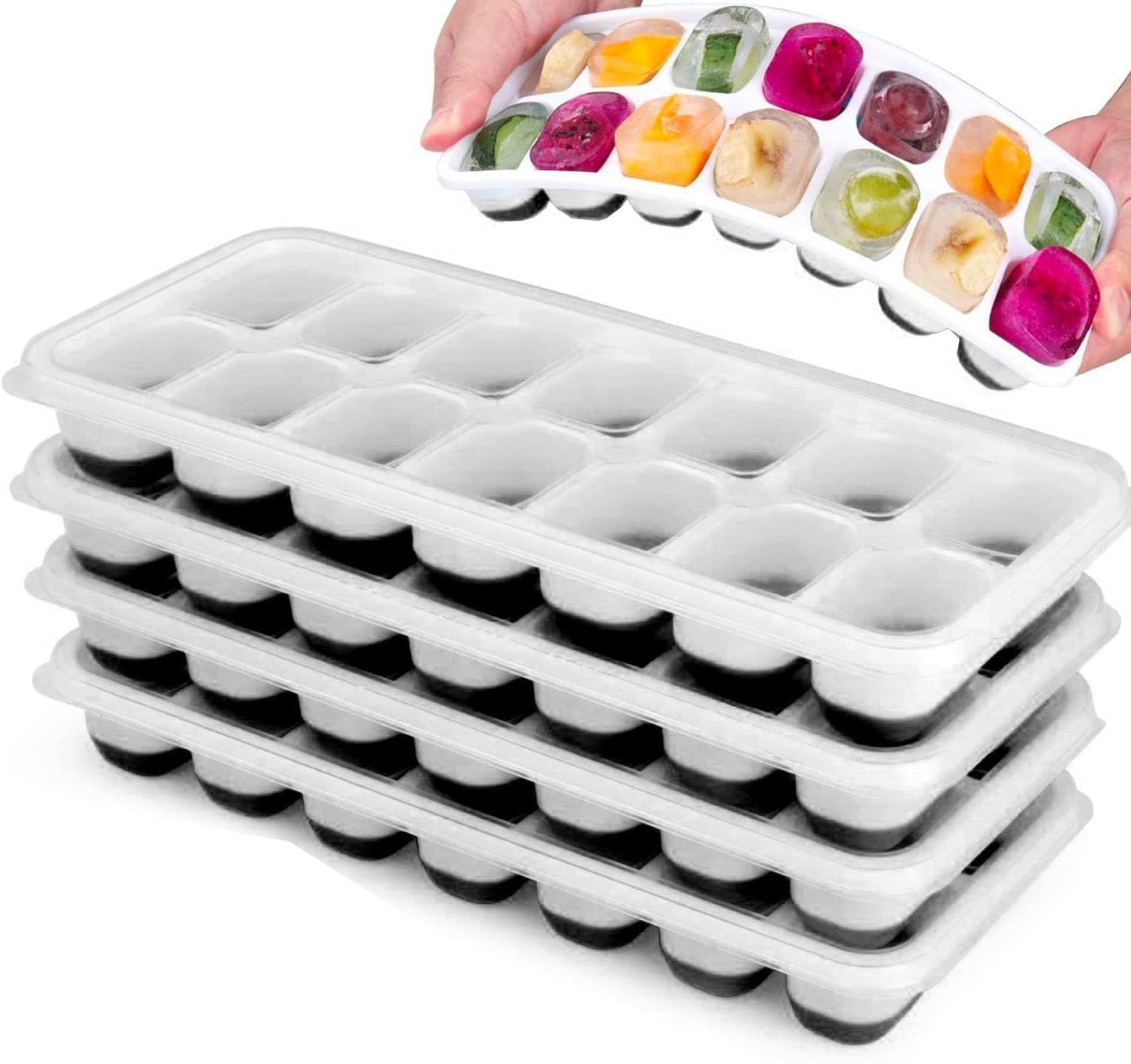 Stackable Silicone Ice Cube Trays by [Brand Name] - Flexible, Spill-Resistant, Dishwasher Safe | Set of 4 (Black)