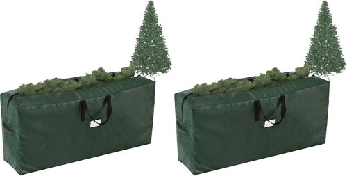 Elf Stor Christmas Tree Storage Bag - Organize 9FT Disassembled Artificial Trees | Green, Pack of 2
