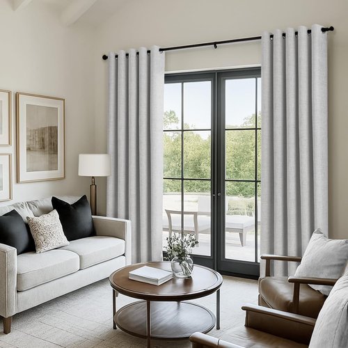Blackout Shield Sliding Door Curtains - Extra Wide 100”W x 84”L Grey Grommet Drapes for Living Room