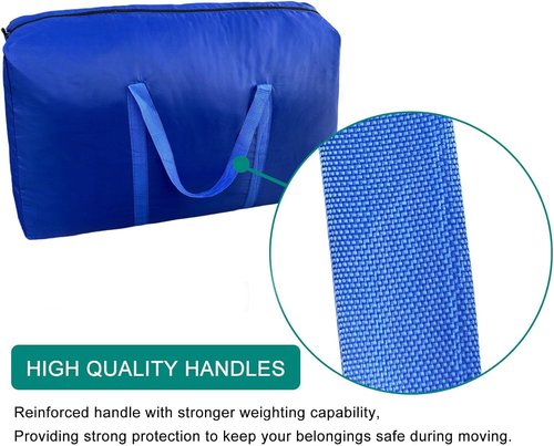 100L Extra Large Storage Bags by [Brand Name] - Durable Moving Bags with Strong Zippers & Handles | Space-Saving Blue Totes (2 Pack)