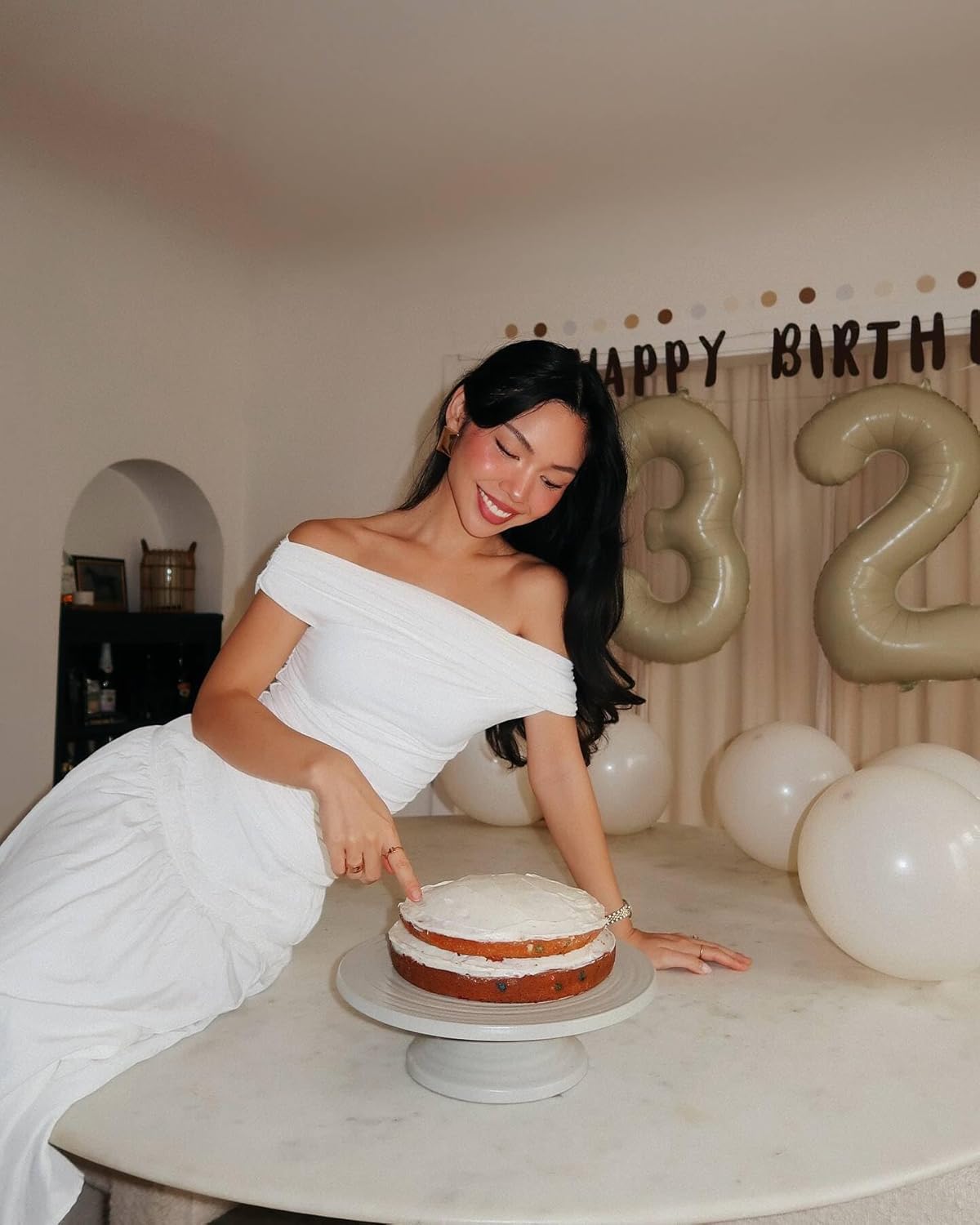 Number 4 Foil Balloon - 40 Inch Cream Giant Balloon for 4th Birthday Party Decorations