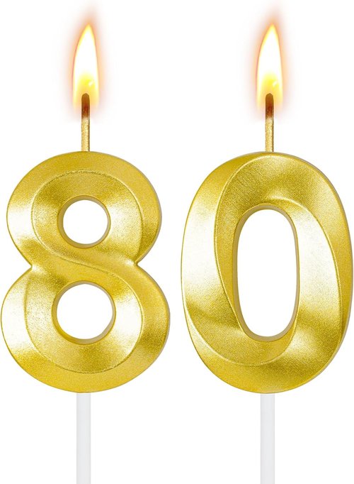 80th Birthday Candles - Festive Cake Decorations for Him & Her | Number Cake Toppers