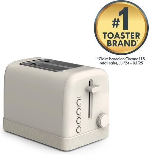 Bella 2 Slice Toaster - 6 Shade Settings with Reheat, Cancel & Bagel Functions | 900 Watt, Oatmilk Color