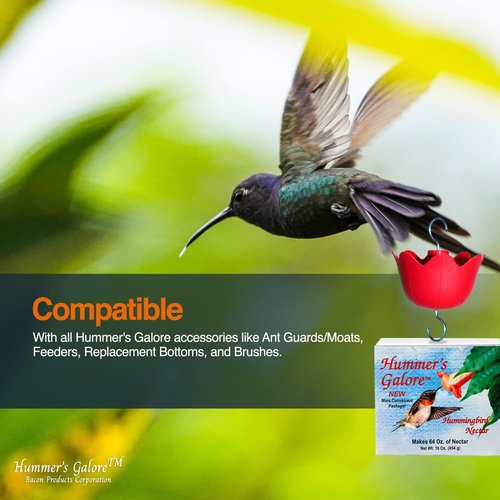Hummer's Galore Hummingbird Food - All-Natural Ready-to-Mix Nectar, No Preservatives, 64 Ounces (4 Packets)