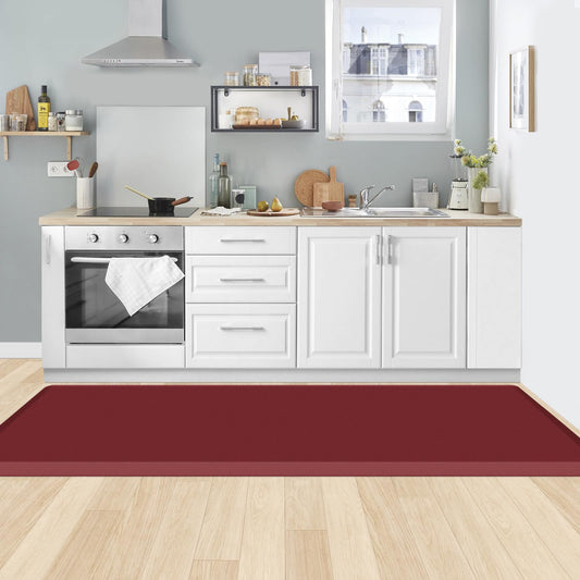 KitchenClouds Kitchen Mat Cushioned Anti Fatigue Rug 24"x70" Water Resistant, Non Slip, Standing and Comfort Desk/Floor Mats for House Sink Office (Red)