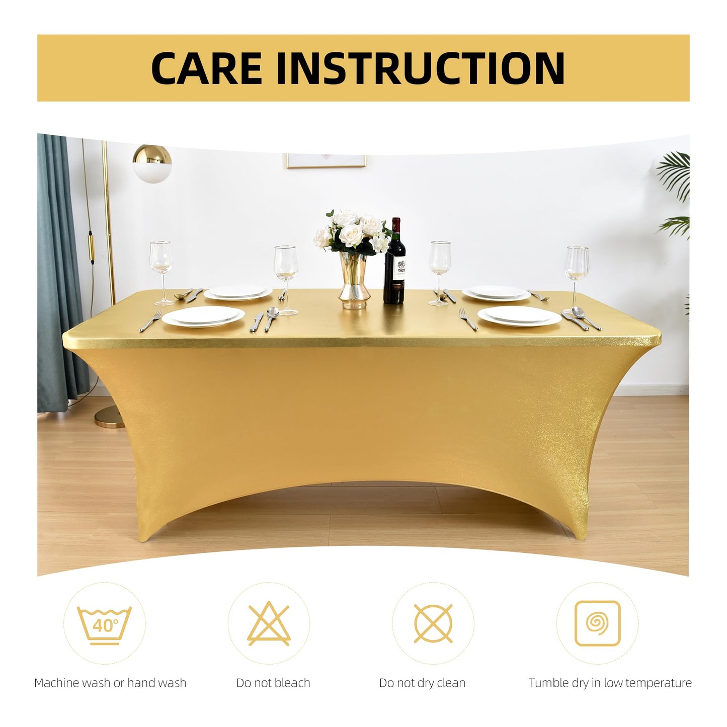 ZarzaaSik 2-Pack 6ft Spandex Table Covers for Rectangle Standard Folding Tables - Wrinkle Resistant Stretch Tablecloths - Ultimate Fitted Table Protector for Parties, Trade Shows, Banquet