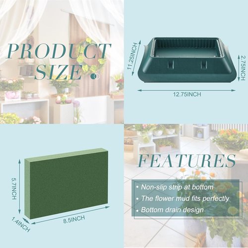 Jingmore Floral Casket Saddle - 3 Pcs Plastic with Floral Foam Blocks | 2.75'' x 11.25'' x 12.75'' for Funeral Arrangements
