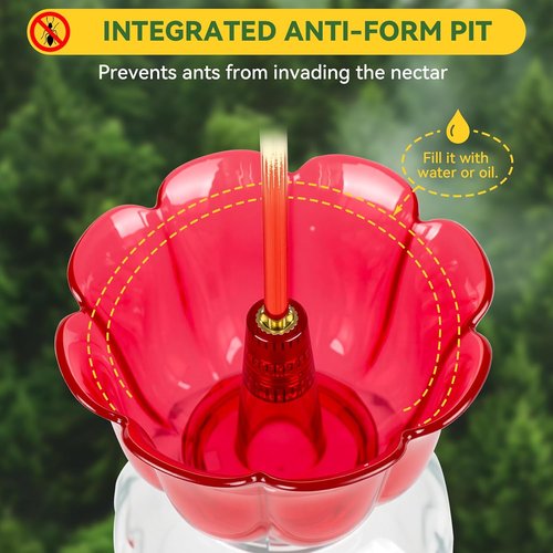 Hummingbird Feeder - 8.3oz Outdoor Hanging Design with 5 Bee Guard Ports & Ant Moat | Perfect Garden Gift Set (2 Pack)