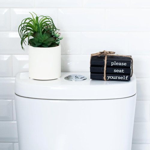 Farmhouse Bathroom Decor | Rustic Mini Wooden Books - Charming Accent for Guest Restroom - Black
