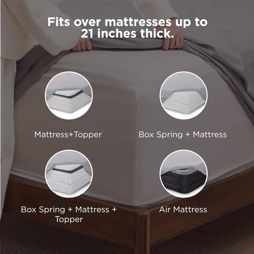 Bedsure Deep Pocket Twin Sheet Set - Soft & Cooling 3-Piece GentleSoft Bedding - Fits Mattresses Up to 21" - Light Grey