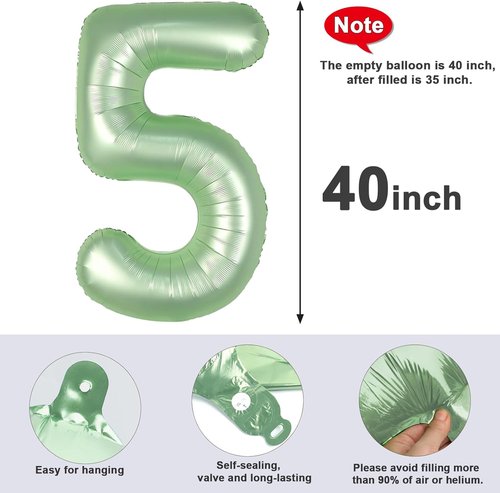 Balloon Numbers | 40 Inch Olive Green Balloons for 5th Birthday & Wedding Decor