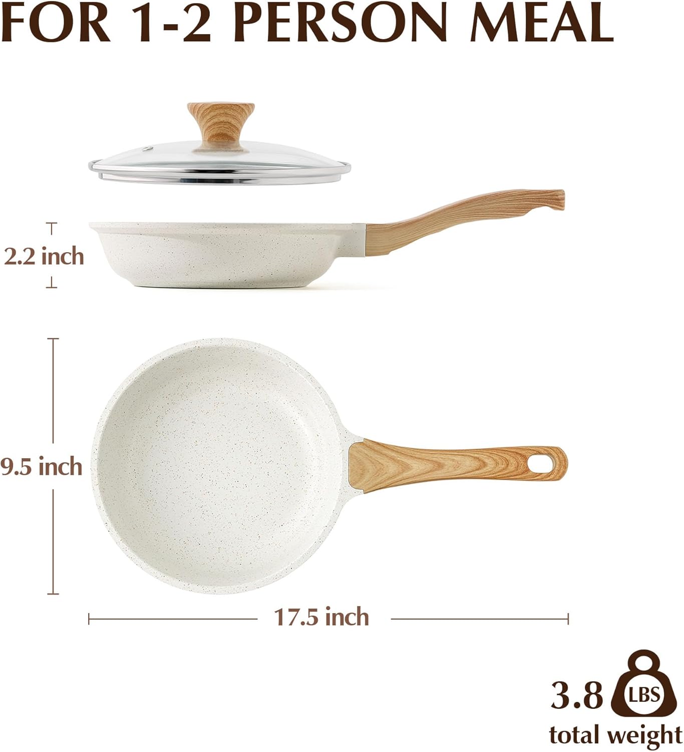 SENSARTE Nonstick Ceramic Frying Pan - 9.5 Inch Omelet Skillet with Lid | Healthy, Induction Compatible, PFAS-Free