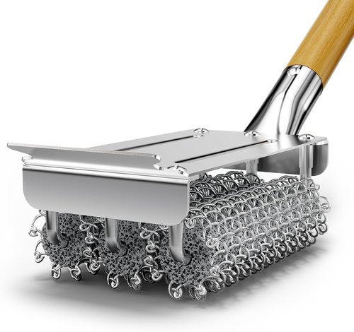 HOUSE AGAIN Grill Brush - Bristle-Free 304 Stainless Steel Head with Scraper | Safe BBQ Cleaner