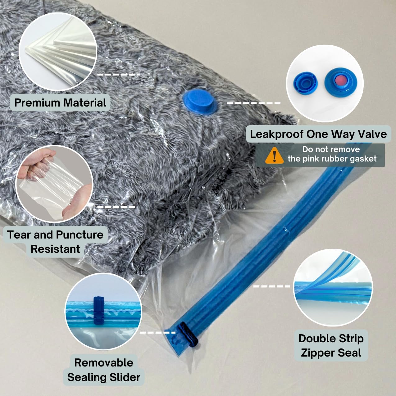 Skiennix 10 XL Jumbo Vacuum Storage Bags - Extra Large Compression Space Saver for Bedding & Clothing