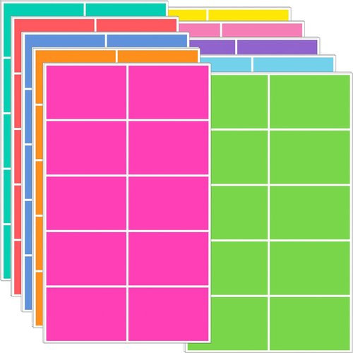 Colored Labels Stickers - 3" x 2" Large Adhesive Moving Labels in 10 Vibrant Colors | 200 Pack