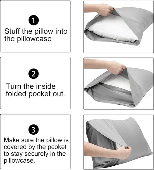 FLXXIE Pillow Cases - Soft Microfiber Pillow Covers with Envelope Closure | 2-Piece Set, 20x30, Navy
