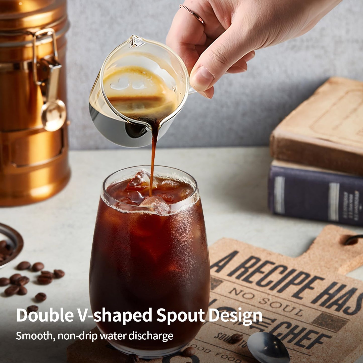 Cabipeove 2 Pcs Espresso Cups,4 Oz Espresso Shot Glass,Double Spouts Coffee Cups with Handle,Espresso Accessories,Clear Mugs for Milk