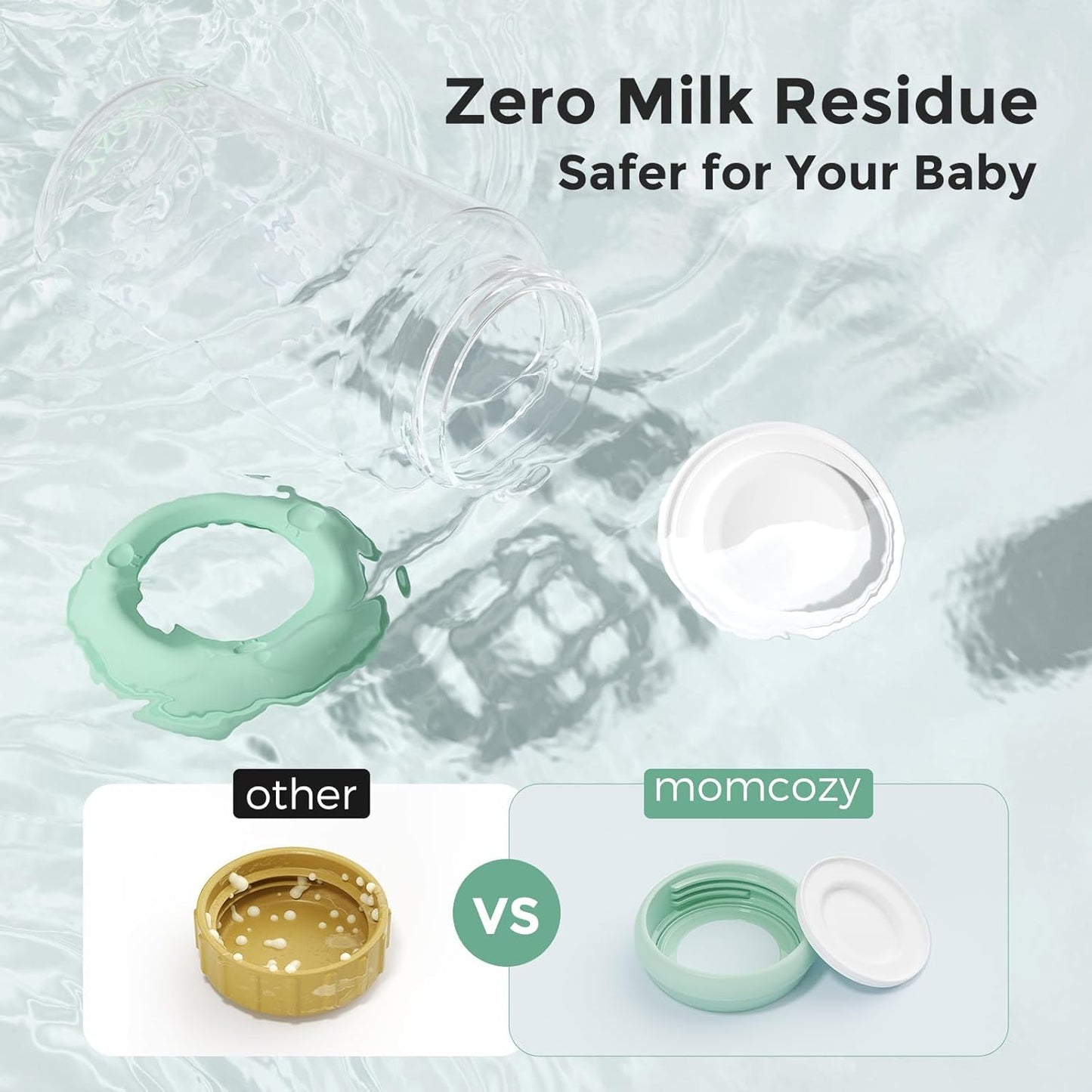 Momcozy Natural Baby Bottle - Wide-Neck, BPA-Free Milk Storage Container | 11 oz, 4-Pack for Breastfeeding Essentials