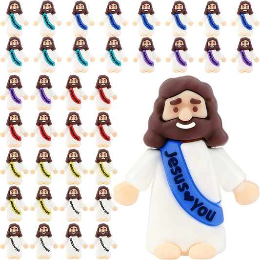 Little Jesus Figurines - 36 Pack Mini Jesus Loves You Figures | Perfect for Church Events & Easter Gifts