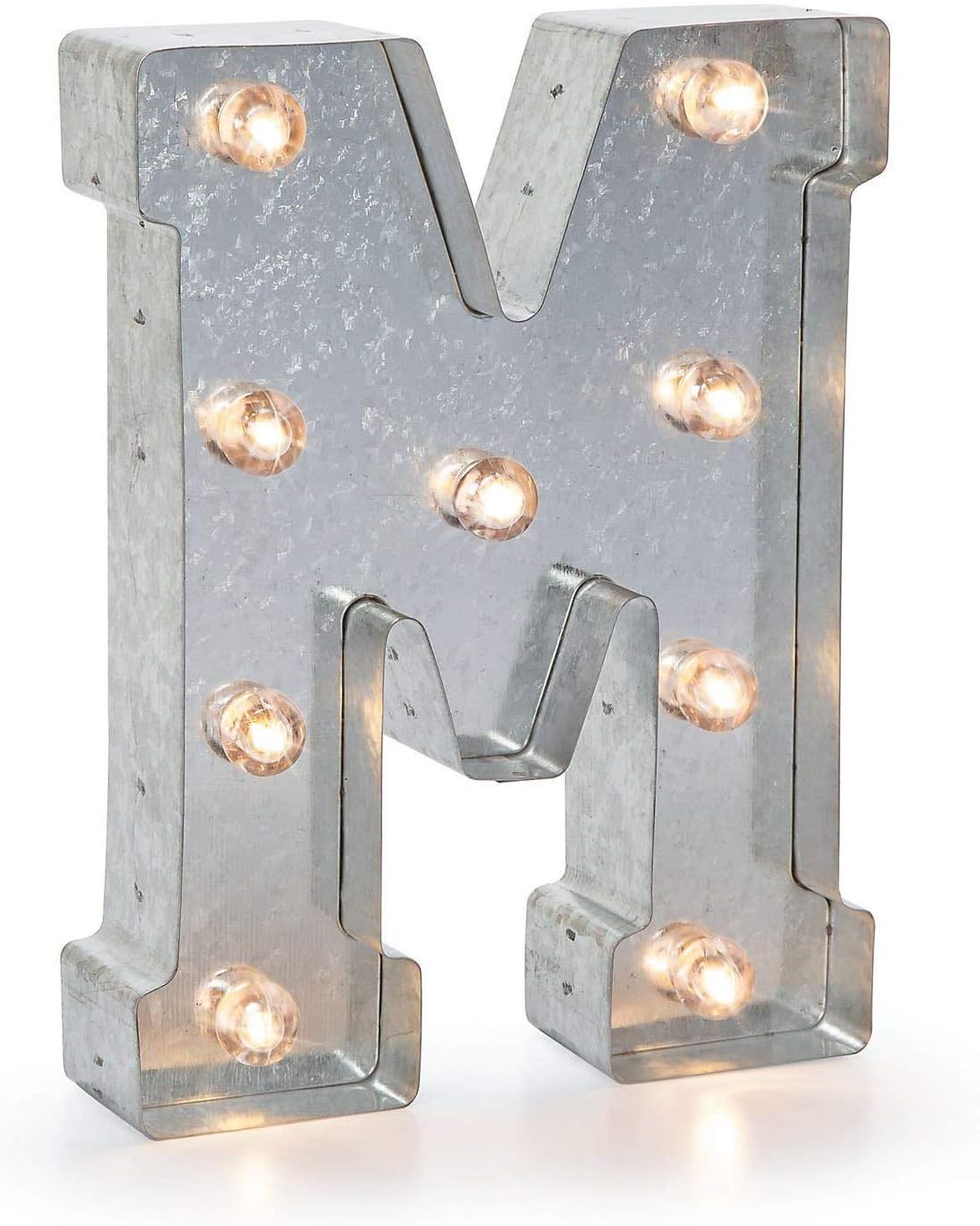 Silver Metal Marquee Letter J - 9.87” Tall Galvanized Decor for Events & Home