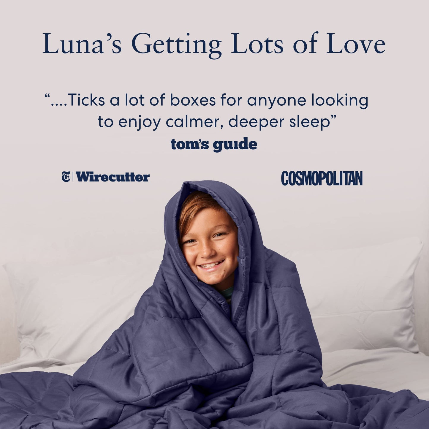 Luna CoolLuxe True Cooling Weighted Blankets + Duvet Cover - Premium Quality Bed Blanket, Breathable Weighted Cooling Blanket - Cooling Blanket for Hot Sleepers [12lbs - Full - 48" x 72"] [Tan]