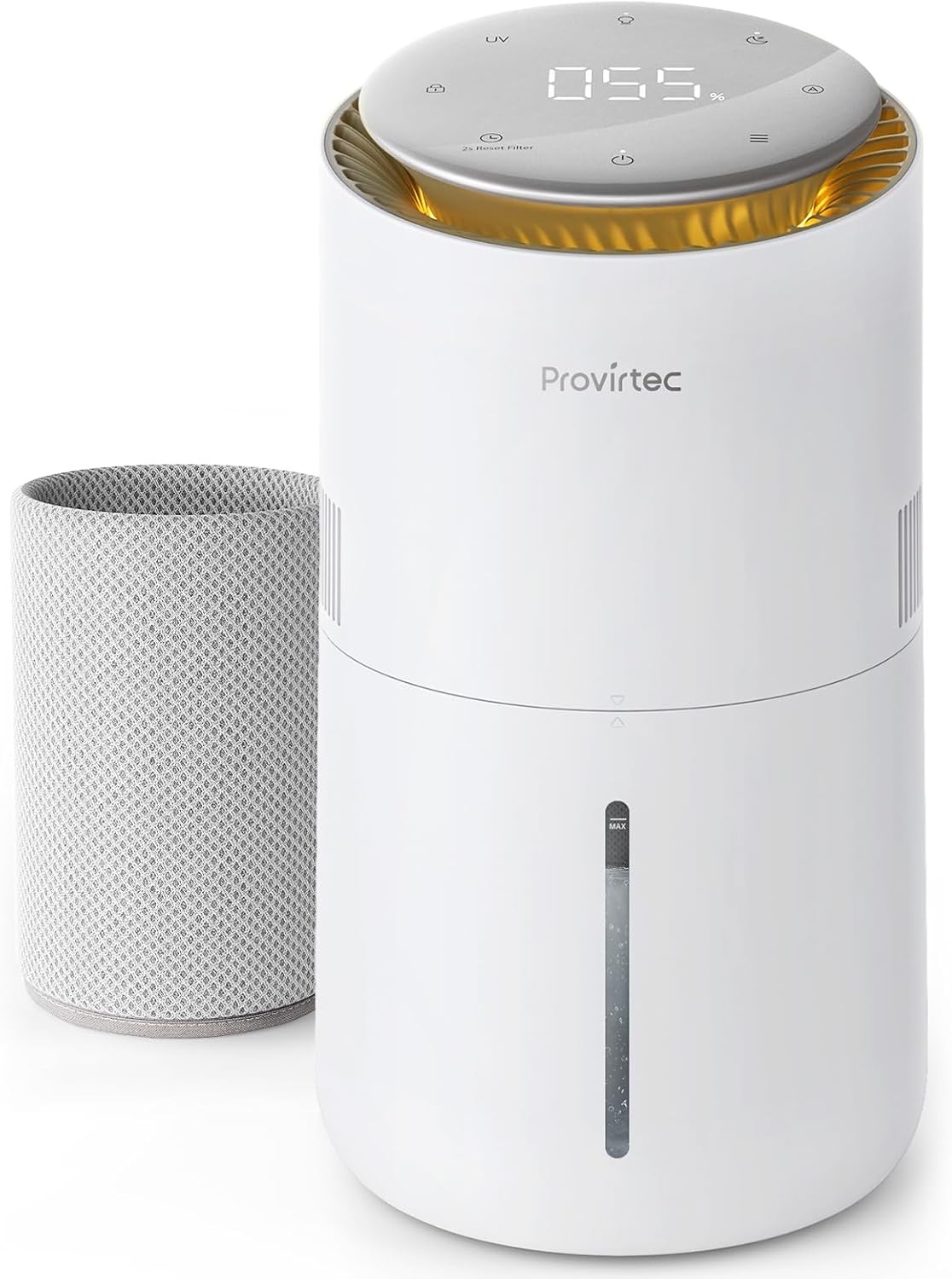 Provirtec MistFree Evaporative Humidifier - 3L Auto Humidity Control | No White Dust & Easy Clean Tank for Bedroom