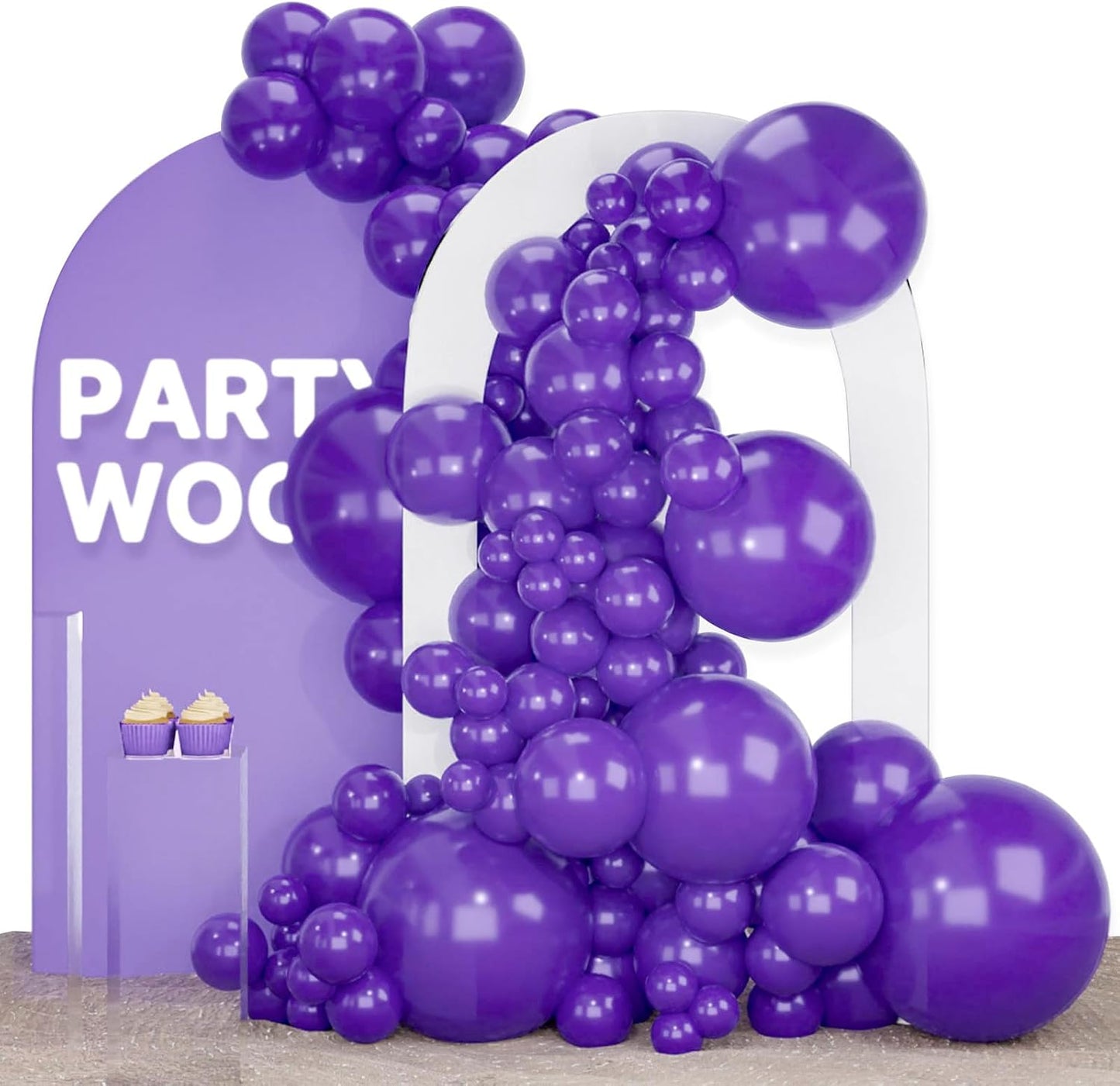 PartyWoo Dark Purple Balloons - 140-Piece Latex Balloon Arch Kit for Birthdays & Celebrations | Various Sizes