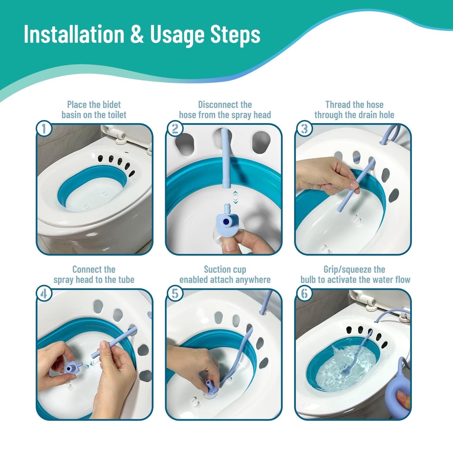 Sitz Bath, Suitable for Hemorrhoid, Postoperative Recovery, Pregnant, Sitz Bath for Toilet, Suitable for Most Toilet, New Foldable Sitz Bath with Hook/Storage Bag/Towel