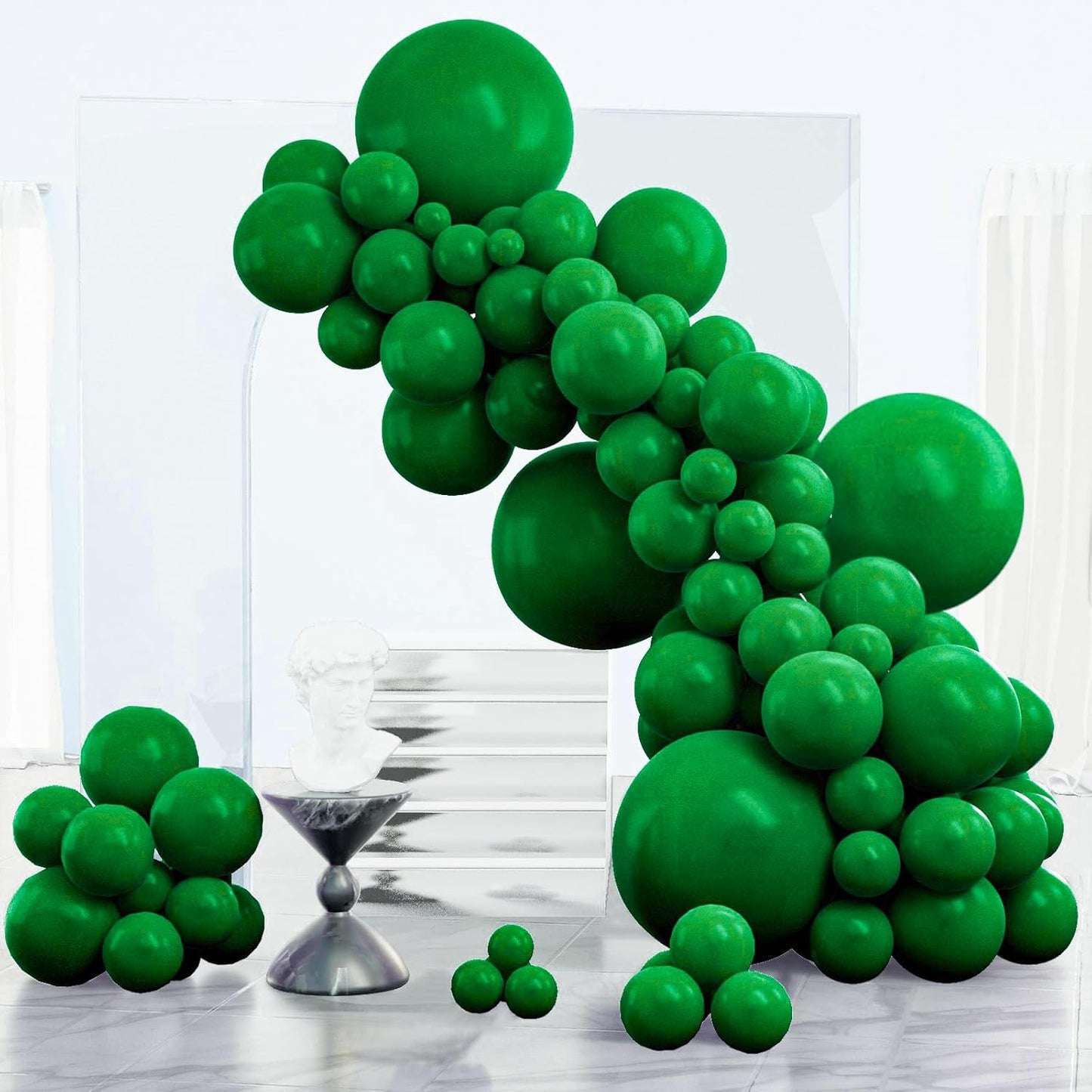 PartyWoo Dark Green Balloons - 152-Piece Emerald Balloon Arch Kit for Birthday & Graduation Decor