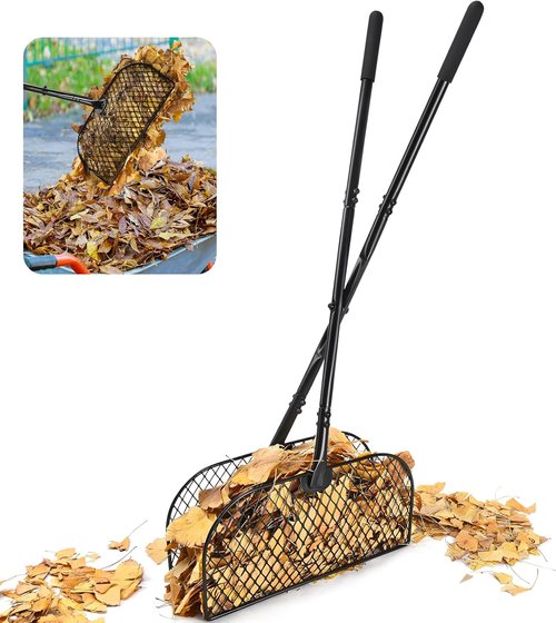 CAROD Leaf Grabber Rake - Lightweight Metal Gardening Tool for Effortless Leaf Collection | Long Handle Design