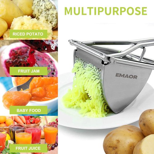 Heavy Duty Stainless Steel Potato Ricer Set by [Brand Name] - Professional Masher for Smooth Mashed Potatoes & Baby Food