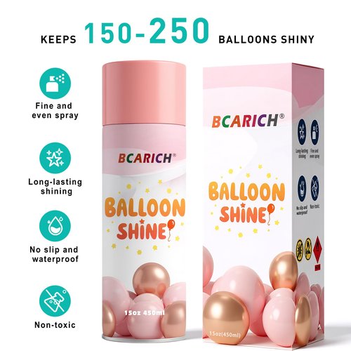 Balloon Shine Spray, 15oz High Shine Spray for Latex and Foil Balloon to Last Longer, Waterproof, Antioxidant, Instant Shiny Effect for Indoor and Outdoor Decoration