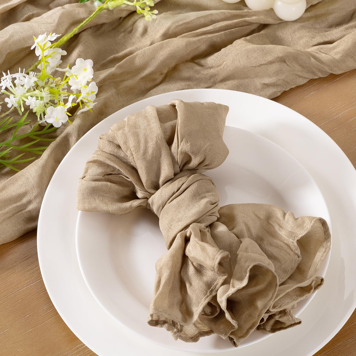 Socomi Nude Coffee Cheesecloth Napkins Summer Cheese Cloths Gauze Set of 24 Boho Washable Dinner Table Napkins for Wedding Party Baby Shower Birthday Party Decor