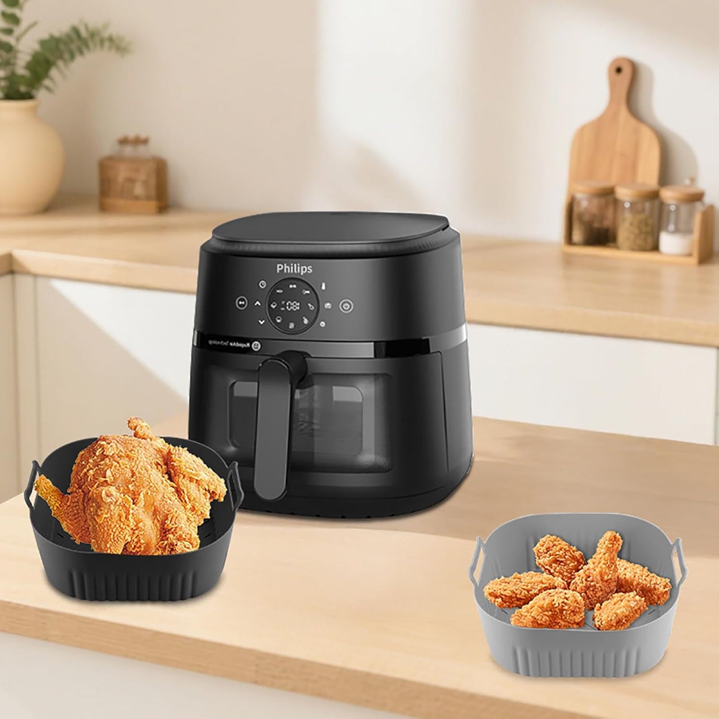 Skiennix Silicone Air Fryer Liners - 2PCS for 4-5QT Air Fryers | 7.8 Inch, Non-Stick & Easy to Clean