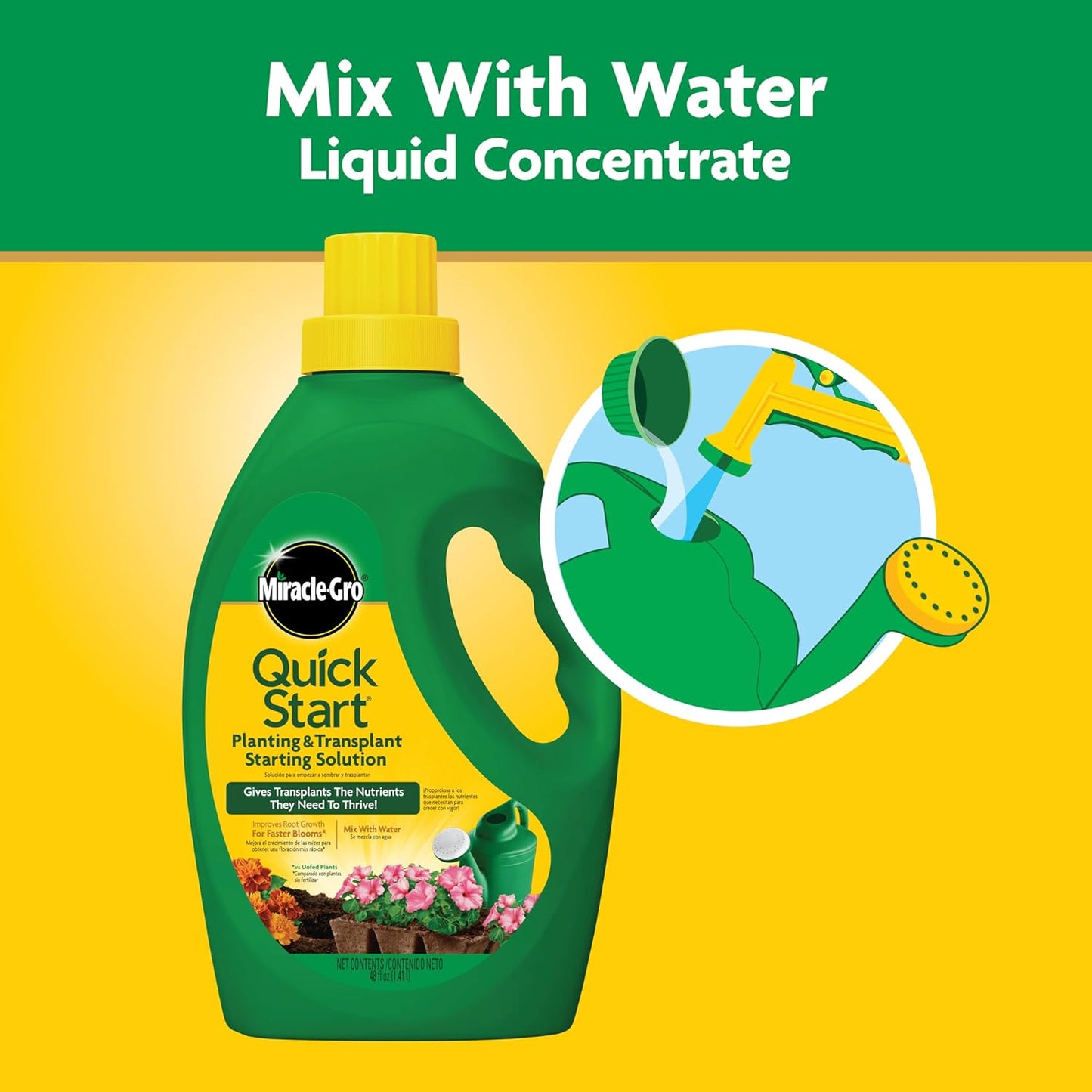 Miracle-Gro Quick Start Liquid Fertilizer - Ideal for Seedlings & Transplants, 48 Fl. Oz.