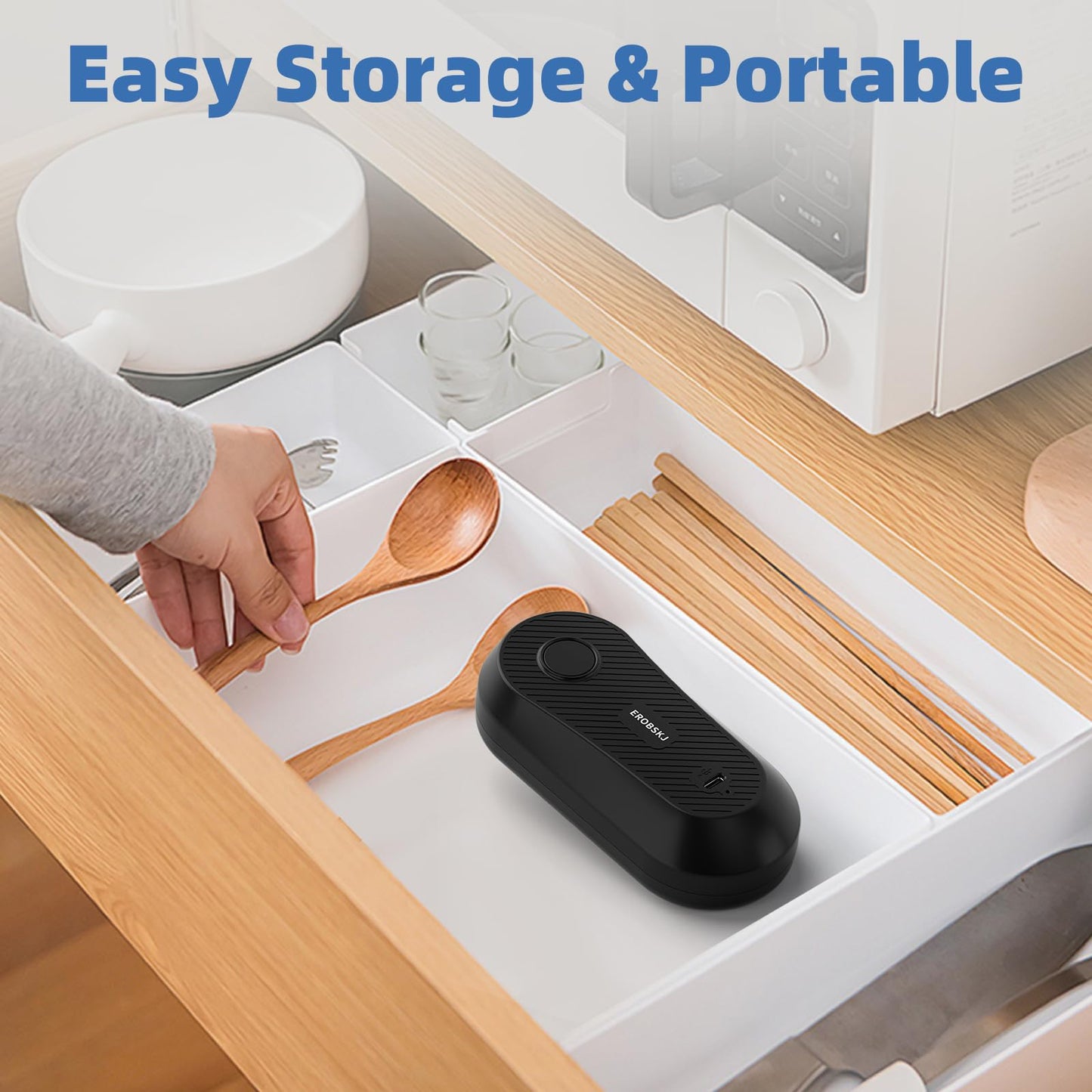 EROBSKJ Electric Can Opener, Rechargeable Can Openers for Seniors & Arthritis, One-Touch Automatic Can Opener, Hands-Free, Smooth Edge, Compact, Kitchen Gadgets
