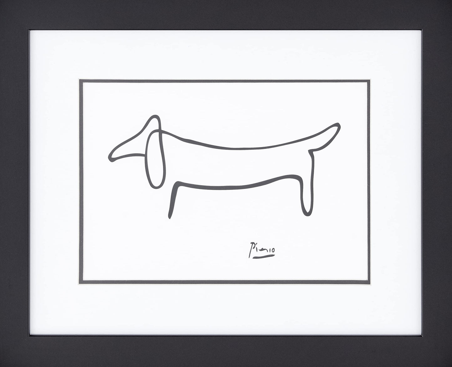 buyartforless FRAMED The Dog (Le Chien) Drawing by Pablo Picasso 14x11 Art Print Poster Double Mat