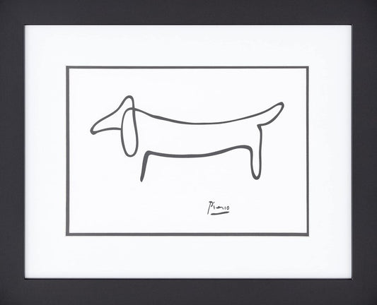 buyartforless FRAMED The Dog (Le Chien) Drawing by Pablo Picasso 14x11 Art Print Poster Double Mat