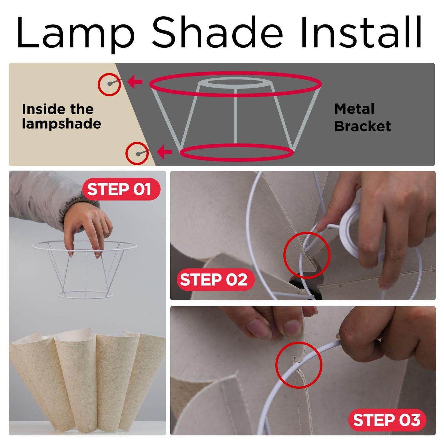 KUNJOULAM Small Table Lamp, Bedside Nightstand Lamp with Umbrella Form Fabric Lampshade, Morden Mini Desk Lamp for Bedroom Home Office Decor
