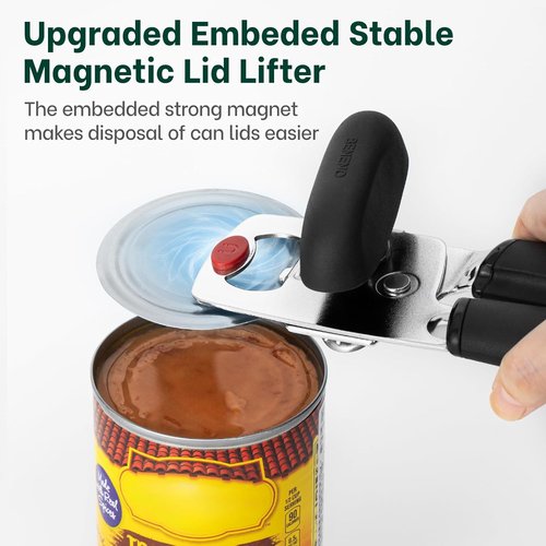 Beneno Can Opener - Heavy Duty Manual Design with Magnet Lid Lifter & Ergonomic Grip | Black