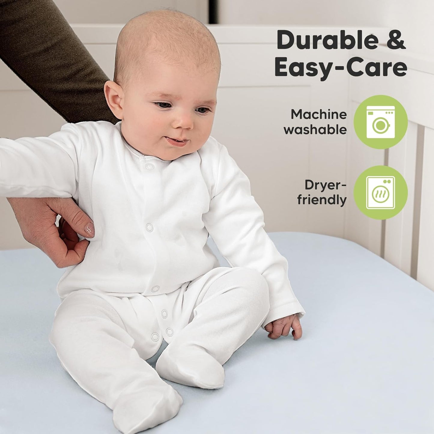 KeaBabies Organic Crib Sheets - 2-Pack Fitted Baby Mattress Covers | Soft, Breathable Jersey Cotton, Neutral Prints (Hazy)